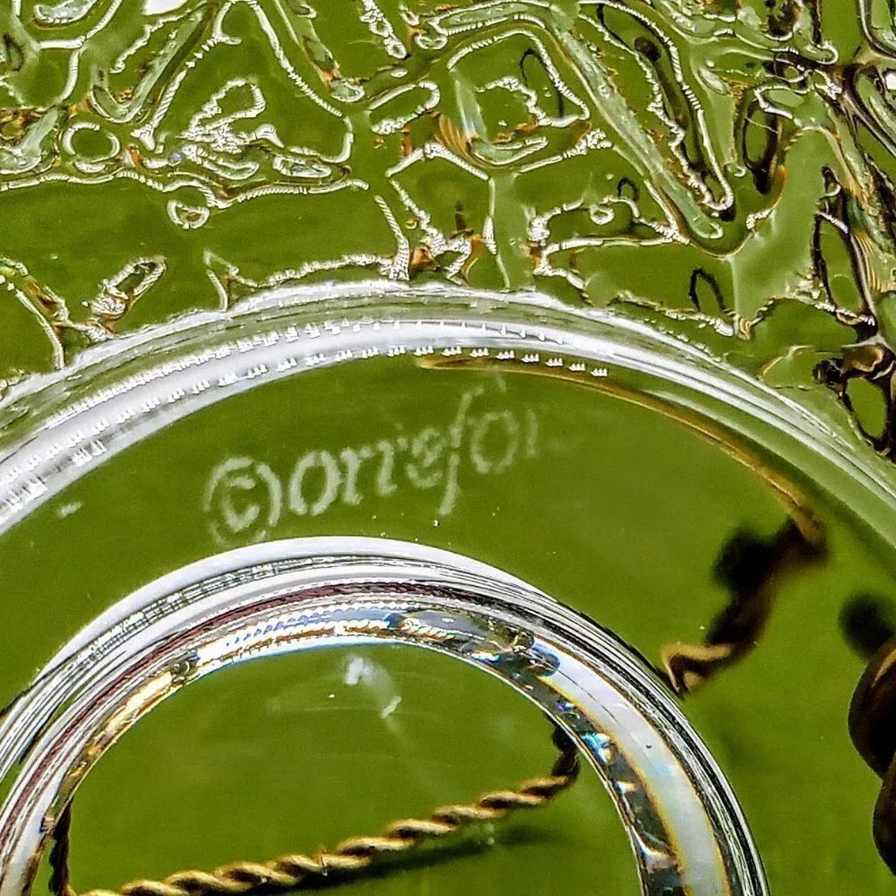 Signed Orrefors Discus Clear Crystal Candle Holder